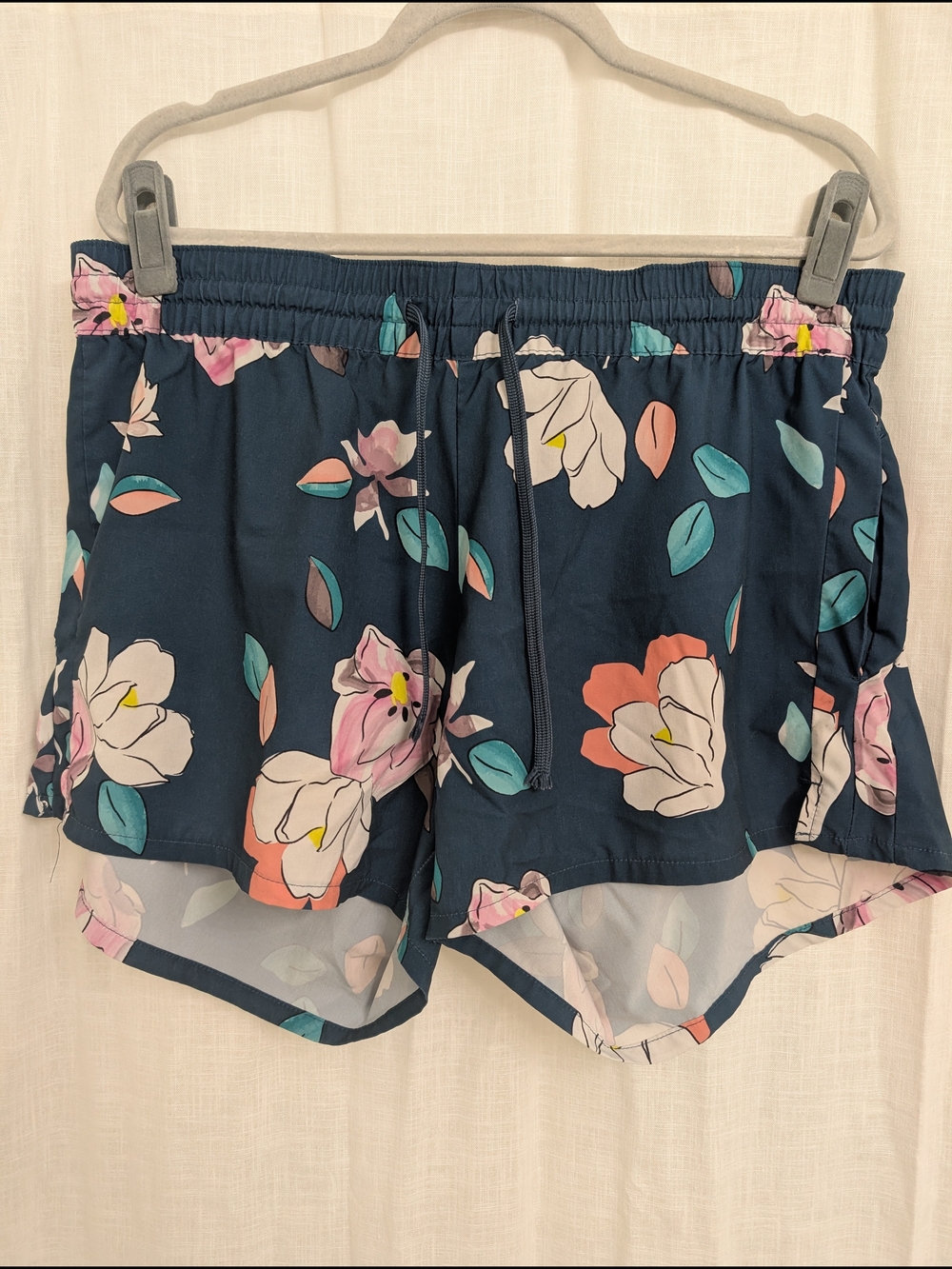 Kanu Surf Floral Swim Cover Up Shorts Womens Size 14 Teal Tropical Beach Shorts